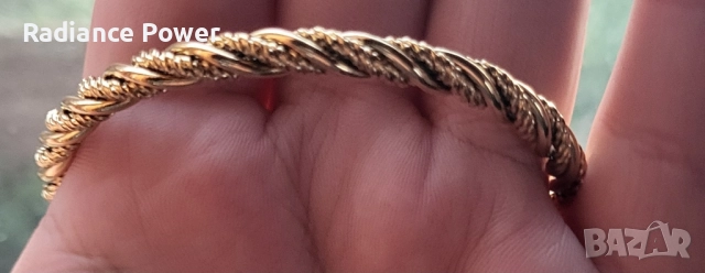 Гривна с плетка и 18К златно покритие , снимка 2 - Гривни - 51755958