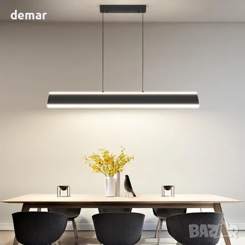 80CM модерен линеен пендел с дистанционно управление, с 1,5m регулируеми кабели, снимка 7 - Лампи за таван - 47450512