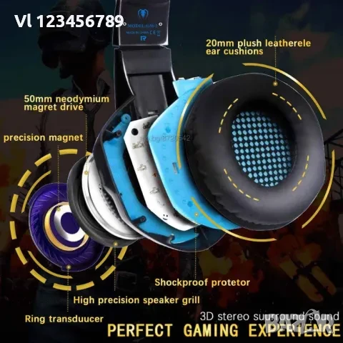 Геймърски слушалки Kotion Each G2000, с микрофон и подсветка, снимка 4 - Слушалки и портативни колонки - 50813650