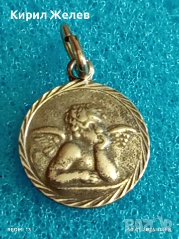 Сребърен медальон замисления ангел на Рафаело "Сикстинската Мадона" 43121, снимка 5 - Колиета, медальони, синджири - 53051700