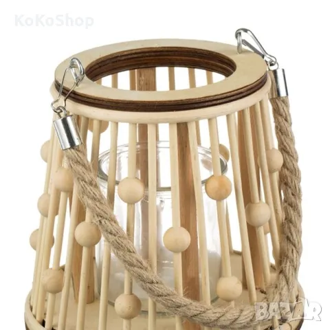 Фенер-Ø16x15 см./дървен декоративен фенер/дървен фенер!, снимка 4 - Декорация за дома - 50144192