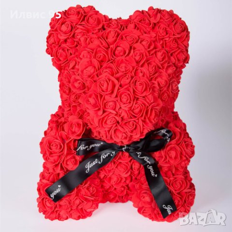 Мече от червени рози 25 см, снимка 1 - Подаръци за жени - 44242003