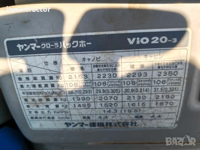 багер Yanmar vio 20, снимка 7 - Индустриална техника - 54348807