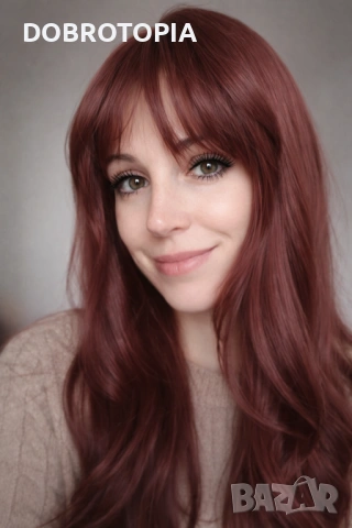 Дълга дамска перука в магнетичен червен цвят