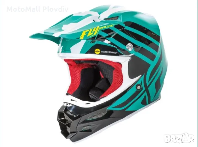Шок цена!!! fly racing f2 zoom teal black white каска крос мотор мото, снимка 3 - Аксесоари и консумативи - 49209897