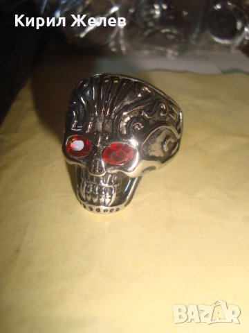 СТОМАНЕН ПИРАТСКИ НЕОГОТИЧЕСКИ ПРЪСТЕН от НЕРЪЖДАЕМА СТОМАНА с 2 ФАСЕТИРАНИ ГРАНАТА 25006, снимка 13 - Пръстени - 34552645