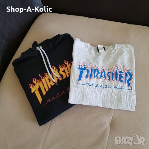 Original THRASHER MAGAZINE Flame Logo Hoodie & THRASHER MAGAZINE San Francisco Skateboard Tee 