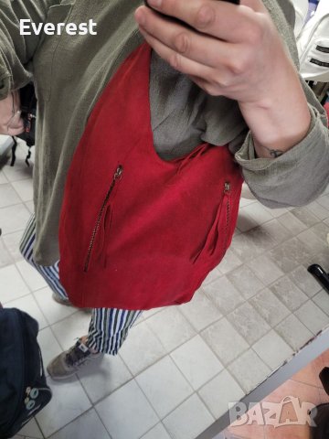 LA REDOUTE  естествен велур червена чанта,тип торба, made in INDIA , снимка 17 - Чанти - 40820737