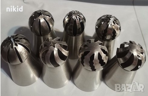 сет 7 бр руски накрайник дюза с трицветен адаптор и пош торба, снимка 2 - Форми - 32003259