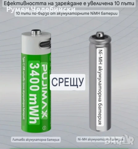 4 бр. Pujimax 3400mWh 1.5V AA Li-ion батерии, снимка 4 - Друга електроника - 51071490