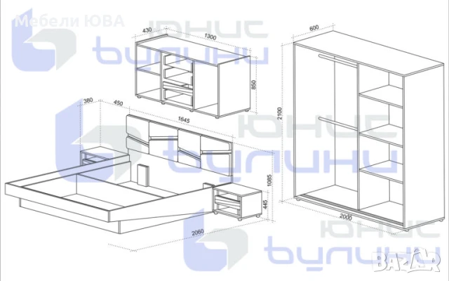 Спален комплект MOBILI, снимка 7 - Спални и легла - 50780995