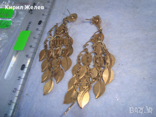 ЗЛАТИСТИ ВИНТИДЖ ОБЕЦИ - ЛИСТЕНЦА 8809, снимка 5 - Обеци - 36519245