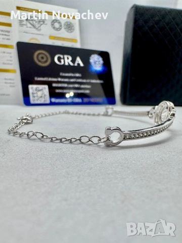 Сребърна гривна с мойсанит (Диамант) 1 карат, снимка 7 - Гривни - 51696001