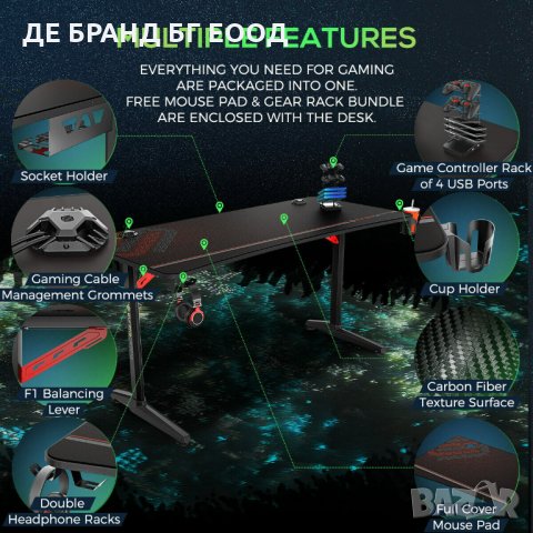 Геймърско бюро / Геймърска маса ERK-GIP-P60B , снимка 5 - Бюра - 31297051