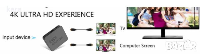 HDMI сплитер 1 to 2 TV HDTV, снимка 5 - Друга електроника - 21046013