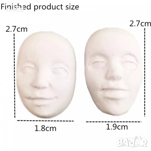 2 лица лице мъж жена силиконов молд форма фондан шоколад гипс, снимка 5 - Форми - 39213544