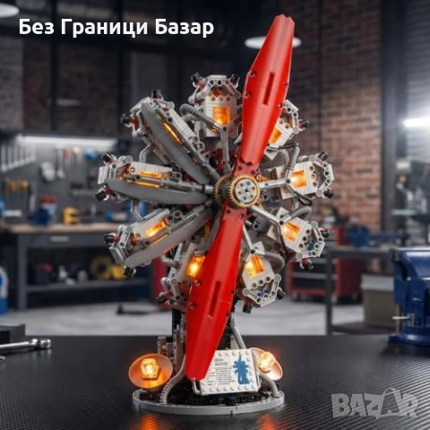 Нов STEM модел Конструктор радиален двигател 9 цилиндъра електрическо витло, снимка 6 - Други - 54311541