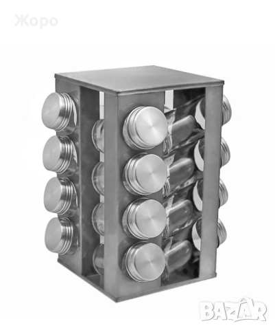 Бурканчета за подправки ZEPHYR 1217-16 бурканчета,Въртяща се основа,сребрист, снимка 2 - Аксесоари за кухня - 52480406