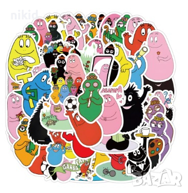 Барбарон Барбарони Барбароните 50 бр самозалепващи лепенки стикери за украса декор картонена торта д, снимка 2 - Други - 44737220