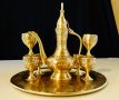 Старинен бронзов сервиз за ракия,клетъчен емайл., снимка 9