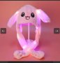 Подвижна шапка зайче с мърдащи се уши и LED светлини / Цвят: Розов, Син / Материал на изработка: мек, снимка 2