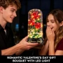 Нов букет Мини конструктор червени рози с LED светлина 219 части подарък за жена, снимка 2