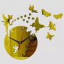 3D Златист огледален часовник пеперуди фея, снимка 1 - Стенни часовници - 39217679