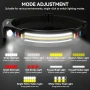 Нови 2 броя LED челник акумулаторен IPX4 сензор 9 режима 3000LM фар глава, снимка 3