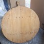 Дървена дъска за месене на хляб, голям дървен кръг фурнаджийска лопата кухня фурна тесто механа пица, снимка 1