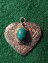 СТИЛНО ОРНАМЕНТИРАН СРЕБЪРЕН МЕДАЛЬОН СЪРЧИЦЕ СРЕБРО 925 с ШЛИФОВАН ТЮРКОАЗ РЕТРО БИЖУ АНГЛИЯ  26409, снимка 12