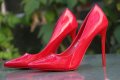 Обувки на ток - червен лак - 5015-48