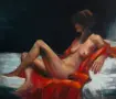 Авторска маслена картина "Тишина в червено“ (65×54 см)масло/платно, снимка 2
