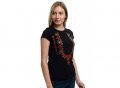 Нова дамска черна тениска с трансферен печат Шевица, Етно мотив, България, снимка 9