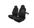Калъфи за предни седалки, 2бр. протектори, кожа + текстил, черен, снимка 2