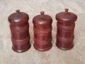 Три старинни дървени буркана , снимка 1