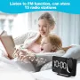 Прожекционен будилник Anykuu с FM радио Snooze Двоен звънец USB порт 3 нива на яркост LED дисплей, снимка 3