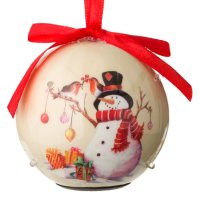 2 броя Сетеща Коледна топка Снежен човек с 6 LED светлини, 7.5см, снимка 2 - Други стоки за дома - 42688283