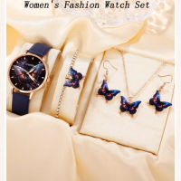 Комплект Дамски моден кварцов часовник+бижута,5 артикула, снимка 1 - Дамски - 44757184