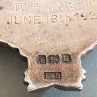 Сребърен 1920 емайл Медал Орден Масонски Англия Бирмингам, снимка 10 - Антикварни и старинни предмети - 42484556