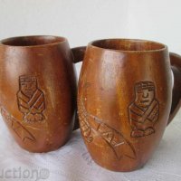 2 Стари халби, дърворезба, дървена халба, дърво, антика чаша, снимка 4 - Други ценни предмети - 29284760
