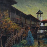 Картина маслени бои "Роженския манастир", снимка 1 - Антикварни и старинни предмети - 31606755