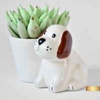 Керамична кашпа с куче / Подарък за любителка на кучета / Кашпа за цветя с форма на куче, снимка 1 - Декорация за дома - 40513375