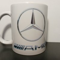 Бяла порцеланова чаша с логото на Мерцедес/Mercedes, снимка 3 - Чаши - 40822445