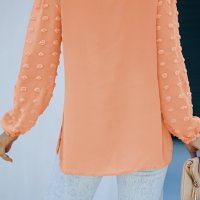 Дамски елегантен топ в оранжево с ръкави на точки, снимка 2 - Блузи с дълъг ръкав и пуловери - 40148854