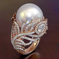 Позлатен пръстен с голяма перла, снимка 1 - Пръстени - 31857788