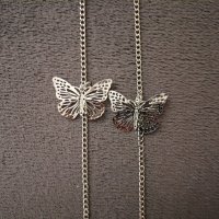 Розов корсет от еко кожа с метална верижка и висулки пеперуди в сребрист цвят, снимка 6 - Корсети, бюстиета, топове - 39470497