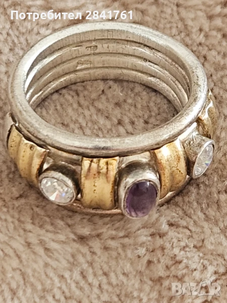 Пръстен сребро и злато, снимка 1