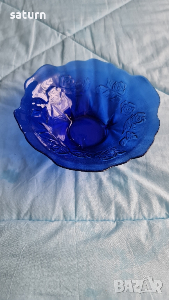 фруктиера синьо стъкло, снимка 1