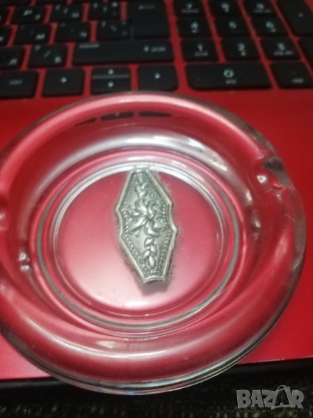 малък стъклен пепелник със сребро, снимка 1
