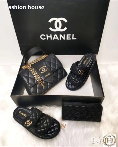 Chanel черни дамски чехли, снимка 1